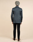 Midnight Blue Chevron Bandhgala