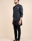 Midnight Blue Chevron Nehru Jacket