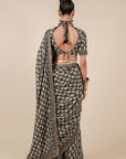 Midnight Blue - Ivory Saree Set