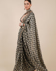 Midnight Blue - Ivory Saree Set