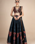 Midnight Blue Tonal Print Skirt Set