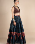 Midnight Blue Tonal Print Skirt Set