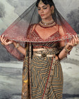 Multi-Hued Chevron Saree Set | Baroda
