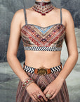 Multi-Hued Striped Sharara Set