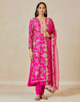 Rani Pink Mulberry Chints Kurta Set