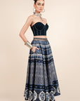 Navy Blue Corset Skirt Set