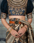 Navy Blue - Multi-Hued Saree Set | Baroda