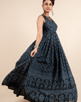 Navy Blue Printed Anarkali