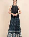 Navy Blue Printed Sharara Set