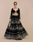 Noir Black Chevron Skirt Set