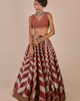Rust - Ivory Chevron Skirt Set