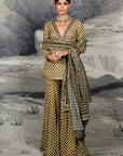 Olive Mustard - Midnight Blue Sharara Set | Baroda