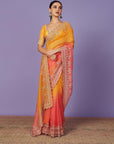 Zardozi Zig Zag Border Saree Set