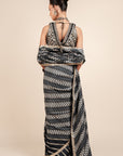 Oxford Blue Chevron Saree Set