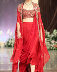 The Scarlet Embrace Skirt & Cape Set - Ready to Ship
