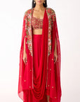The Scarlet Embrace Skirt & Cape Set - Ready to Ship