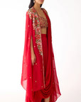 The Scarlet Embrace Skirt & Cape Set - Ready to Ship