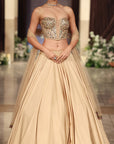 Gold Silk Embroidered Corset Lehenga Set - Ready to Ship