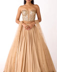 Gold Silk Embroidered Corset Lehenga Set - Ready to Ship