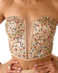 Gold Silk Embroidered Corset Lehenga Set - Ready to Ship