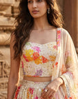 Ivory Georgette Embroidered Lehenga Set - Ready to Ship