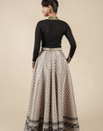 Pearl Ivory - Black Printed Skirt Set