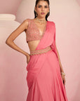 Pop Pink Lehenga Saree