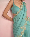 Turquoise Blue Saree