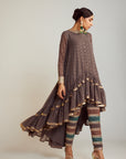 Charcoal Grey Asymmetrical Kurta Pant Set