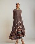 Charcoal Grey Round Neck Asymmetrical Kurta Pant Set