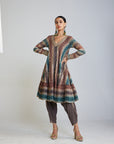 Mud Green Cheeta A Line Dhoti Kurta Set