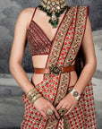 Red - Ivory Saree Set | Baroda