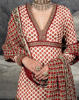 Red - Ivory Sharara Set | Baroda