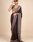 Rich Black Printed Saree Set