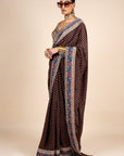 Rich Black Printed Saree Set