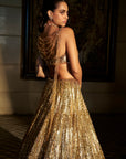 Gold Crystal Lehenga Set