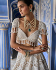 Nude Cream Abstract Lehenga Set