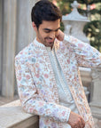 Multi-Coloured Open Sherwani Set