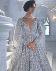 Silver Cut Work Jacket Lehenga Set