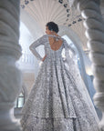 Silver Cut Work Jacket Lehenga Set