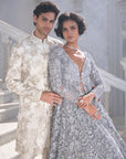 Gold Silver Sherwani Set