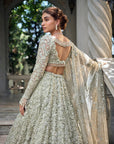 Sage Green Three-Dimensional Lehenga Set