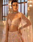 Multi-Coloured Three-Dimensional Floral Lehenga Set