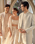 Nude Cream Abstract Dori Lehenga Set