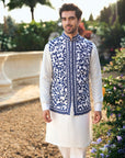Blue Thread Work Bundi Set