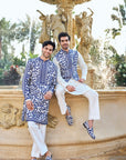 Blue Thread Work Bundi Set