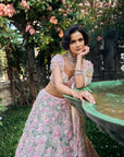 Mint Green Multi-Coloured Floral Lehenga Set