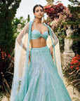 Turquoise Sequin Lehenga Set