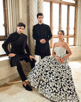 Black Thread Work Sherwani Set