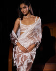 Coffee Cream Sequins Georgette Saree